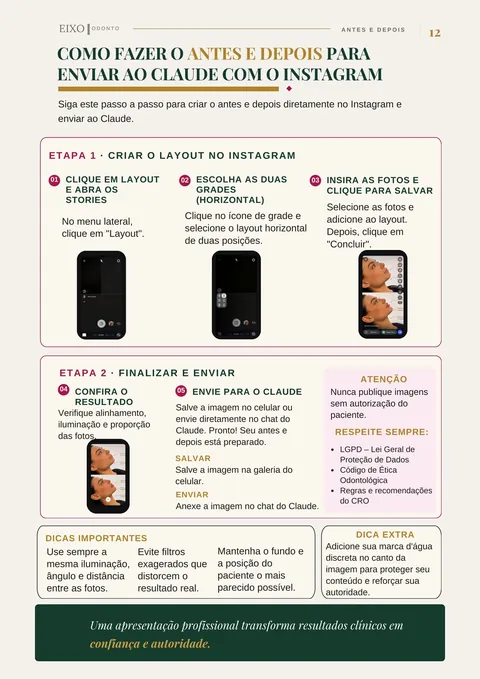 Página 12 — Como enviar o antes e depois ao Claude com o Instagram