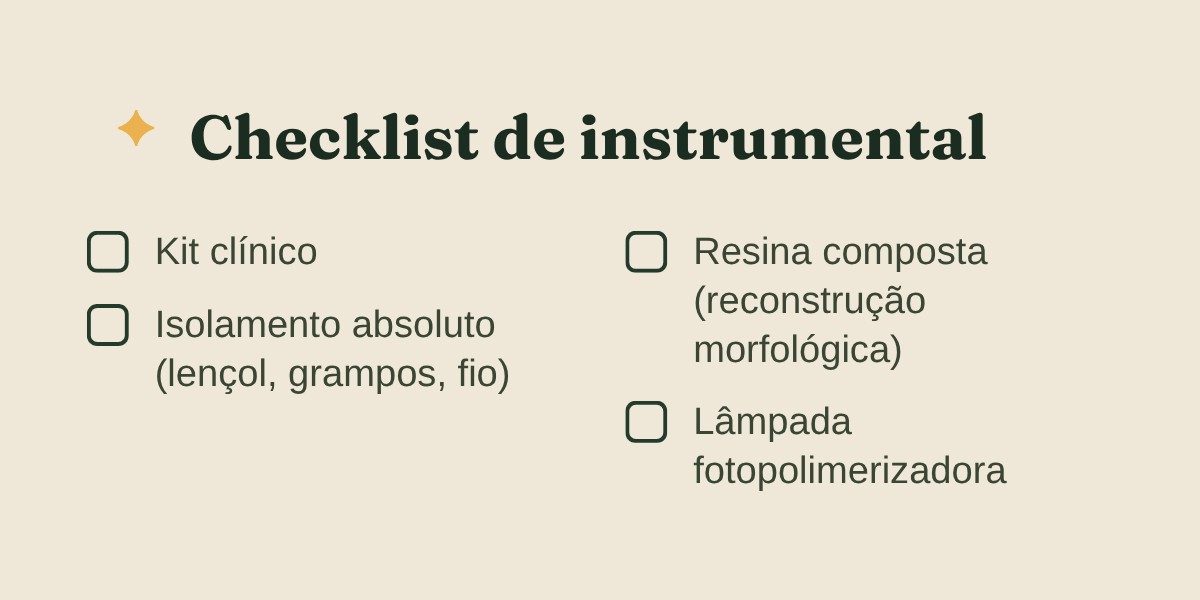 Página do material mostrando o checklist de instrumental