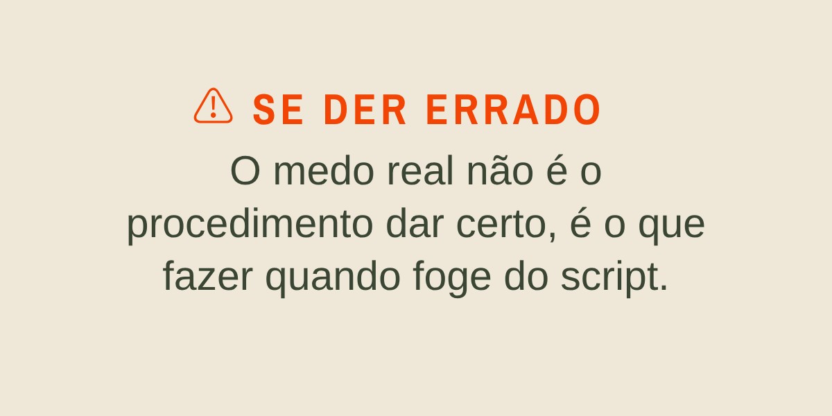 Página do material mostrando o que fazer se der errado